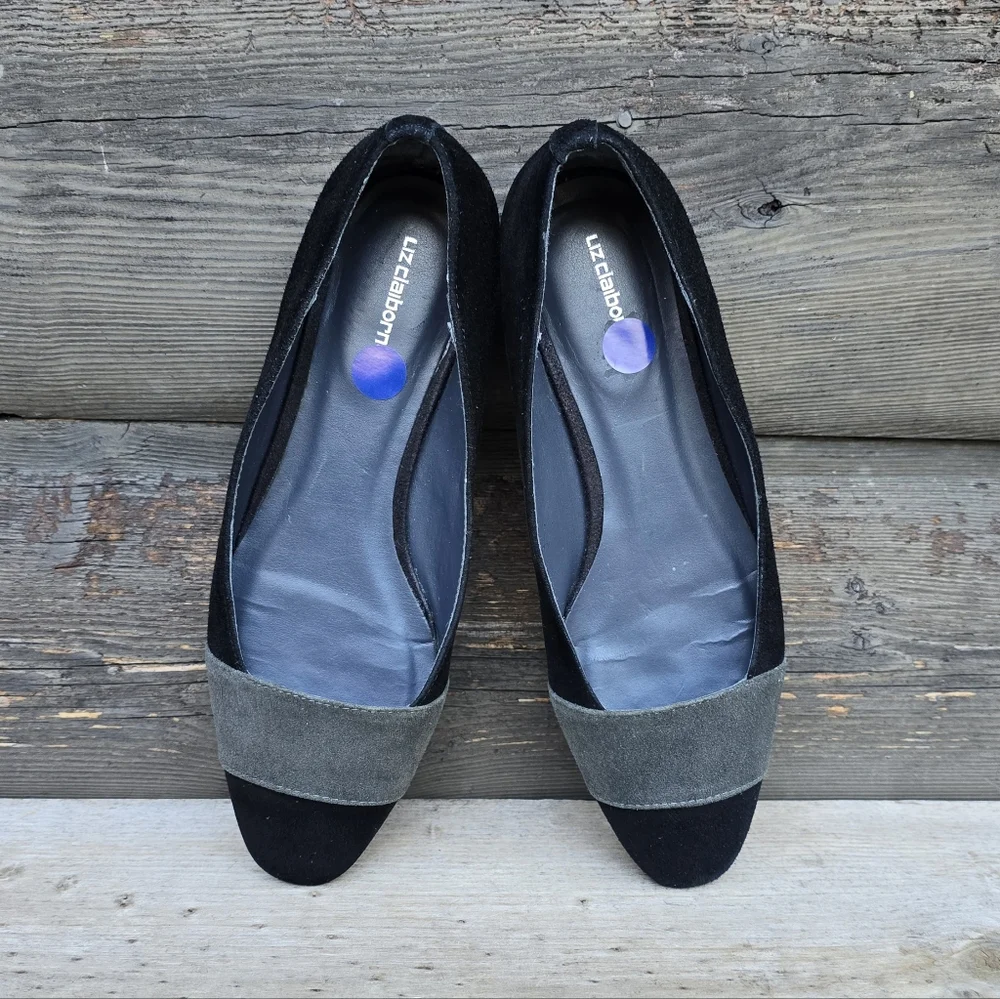 Liz Claiborne Classic Minimalist Suede Pointed Almond Toe Ballet Flats 6.5M
